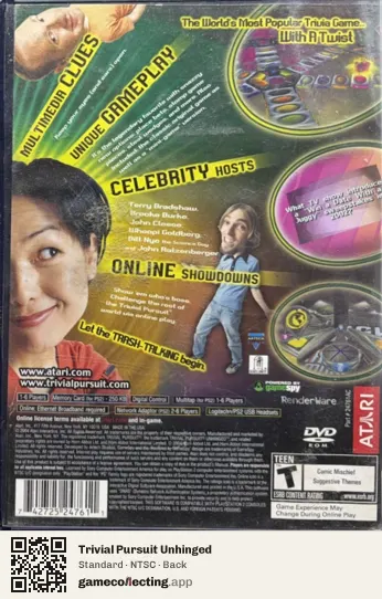Trivial Pursuit Unhinged PlayStation 2, NTSC box back