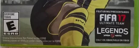 FIFA 17, the ESRB box on its front