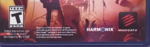 Rock Band 4, the ESRB box on its front