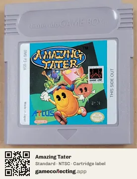 Amazing Tater Game Boy, NTSC cartridge label