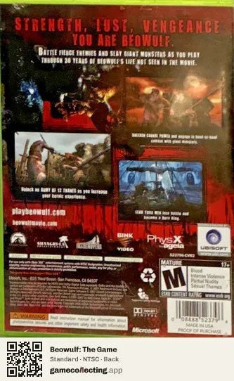 Beowulf: The Game Xbox 360, NTSC box back