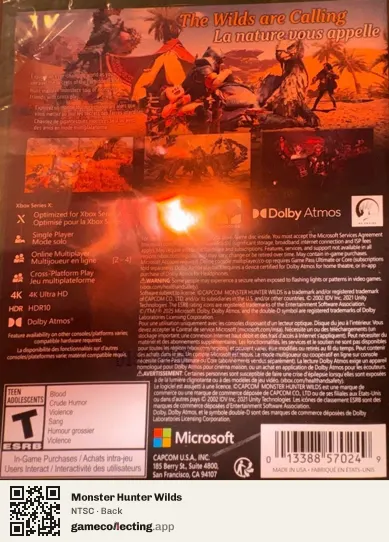 Monster Hunter Wilds Xbox Series X, NTSC box back