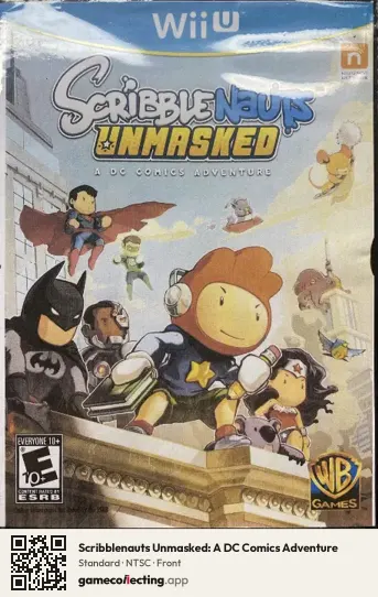 Scribblenauts Unmasked: A DC Comics Adventure Nintendo Wii U, NTSC box front