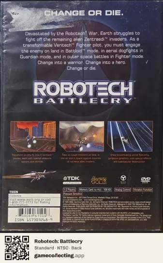 Robotech: Battlecry PlayStation 2, NTSC box back