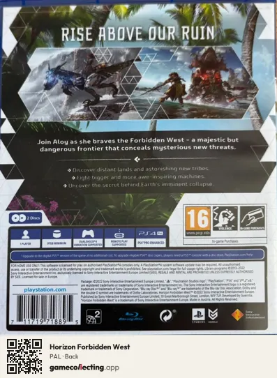 Horizon Forbidden West PlayStation 4, PAL box back