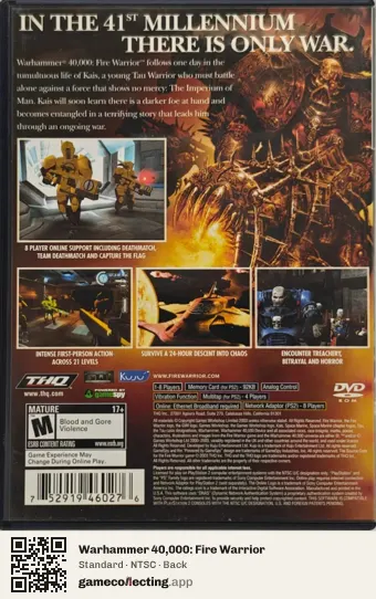 Warhammer 40,000: Fire Warrior PlayStation 2, NTSC box back