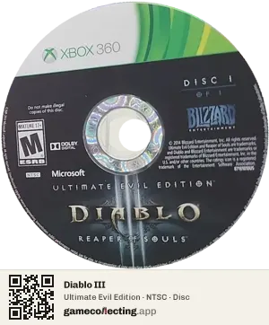 Diablo III Xbox 360, NTSC disc