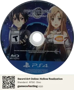 Sword Art Online: Hollow Realization PlayStation 4, NTSC disc