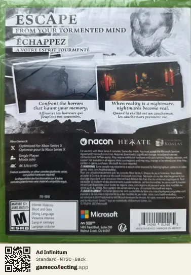 Ad Infinitum Xbox Series X, NTSC box back