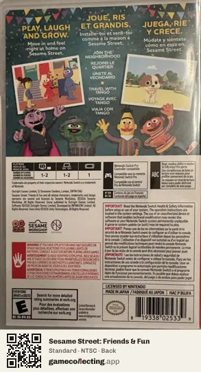 Sesame Street: Friends & Fun Nintendo Switch, NTSC box back