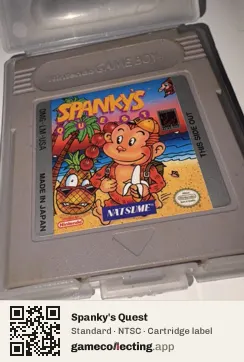 Spanky's Quest Game Boy, NTSC cartridge label