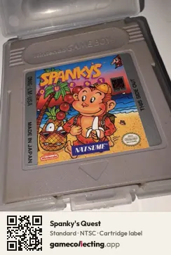 Spanky's Quest Game Boy, NTSC cartridge label