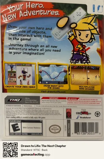 Drawn to Life: The Next Chapter Nintendo Wii, NTSC box back