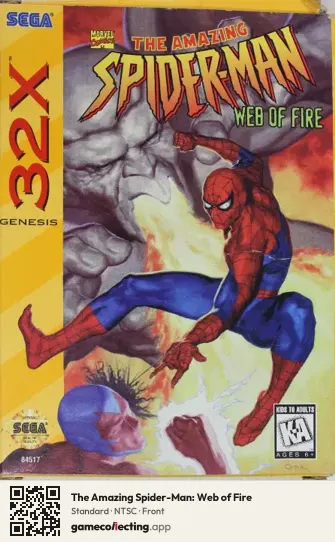 The Amazing Spider-Man: Web of Fire Sega 32X, NTSC box front