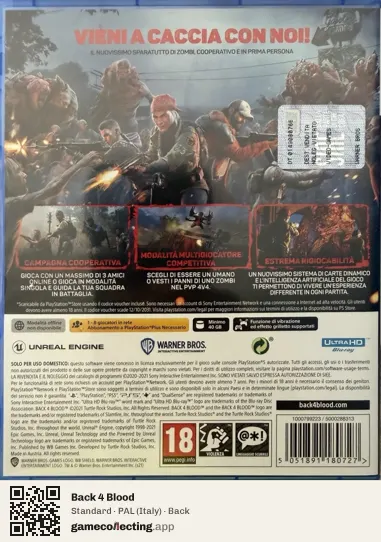 Back 4 Blood PlayStation 5, Italy box back