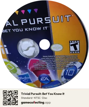 Trivial Pursuit: Bet You Know It Nintendo Wii, NTSC disc