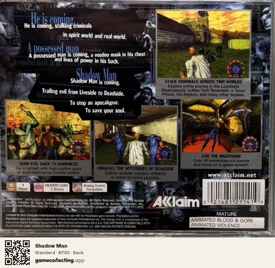 Shadow Man PlayStation, NTSC box back