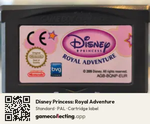 Disney Princess: Royal Adventure Game Boy Advance, PAL cartridge label
