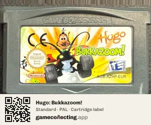 Hugo: Bukkazoom! Game Boy Advance, PAL cartridge label