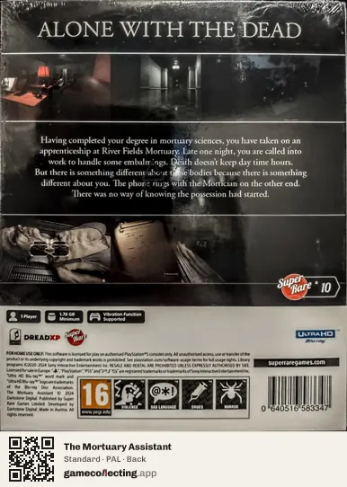 The Mortuary Assistant PlayStation 5, PAL box back