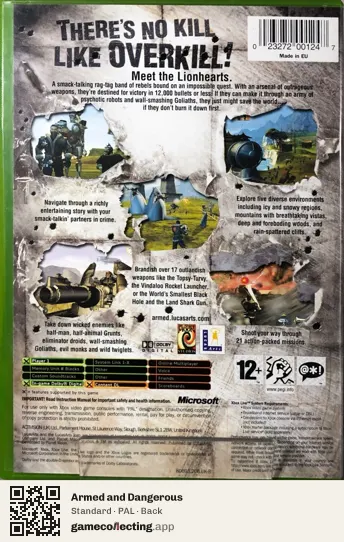 Armed and Dangerous Xbox, PAL box back