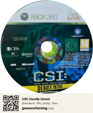 CSI: Deadly Intent Xbox 360, PAL disc