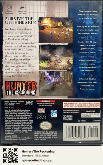 Hunter: The Reckoning Nintendo GameCube, NTSC box back