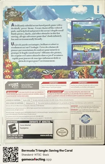 Bermuda Triangle: Saving the Coral Nintendo Wii, NTSC box back