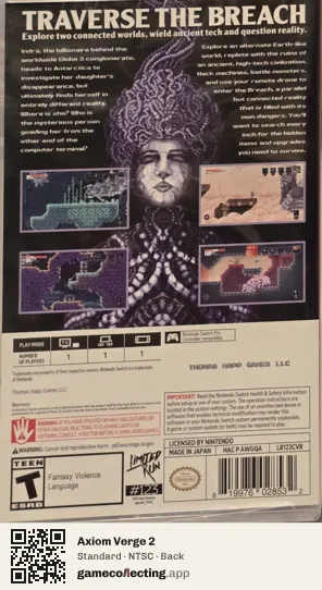 Axiom Verge 2 Nintendo Switch, NTSC box back