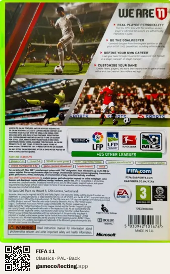FIFA 11 Xbox 360, PAL box back