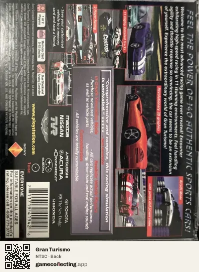 Gran Turismo PlayStation, NTSC box back