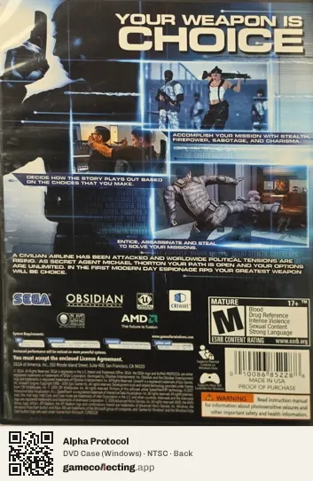 Alpha Protocol Computer, NTSC box back