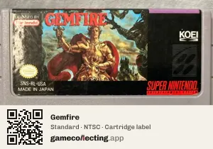 Gemfire Super Nintendo Entertainment System, NTSC cartridge label