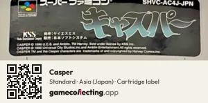 Casper Super Nintendo Entertainment System, Asia cartridge label