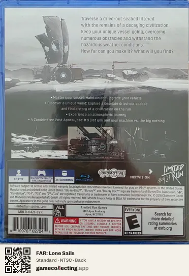 FAR: Lone Sails PlayStation 4, NTSC box back