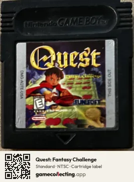 Quest: Fantasy Challenge Game Boy Color, NTSC cartridge label
