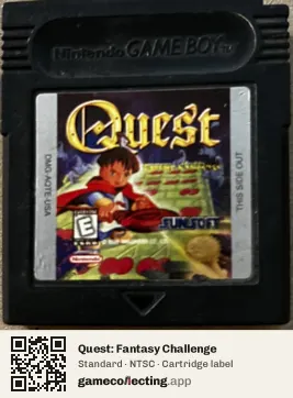 Quest: Fantasy Challenge Game Boy Color, NTSC cartridge label