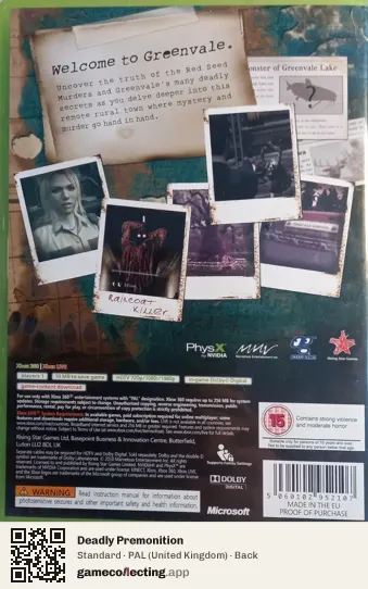 Deadly Premonition Xbox 360, United Kingdom box back