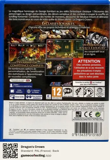 Dragon's Crown PlayStation Vita, France box back