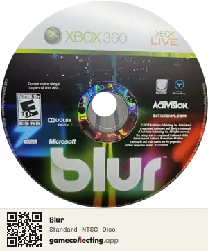 Blur Xbox 360, NTSC disc