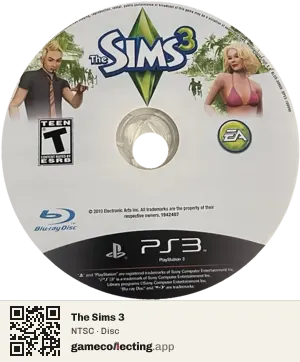 The Sims 3 PlayStation 3, NTSC disc