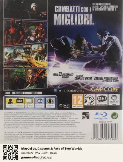 Marvel vs. Capcom 3: Fate of Two Worlds PlayStation 3, Italy box back