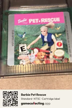 Barbie Pet Rescue Game Boy Color, NTSC cartridge label