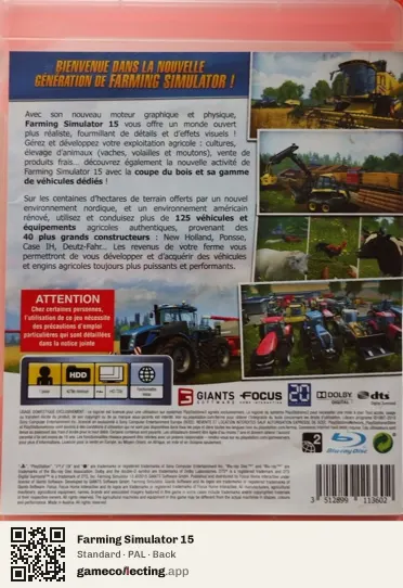 Farming Simulator 15 PlayStation 3, PAL box back