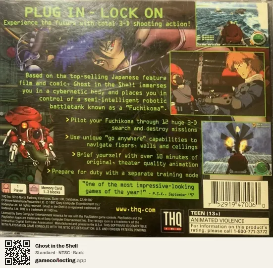 Ghost in the Shell PlayStation, NTSC box back