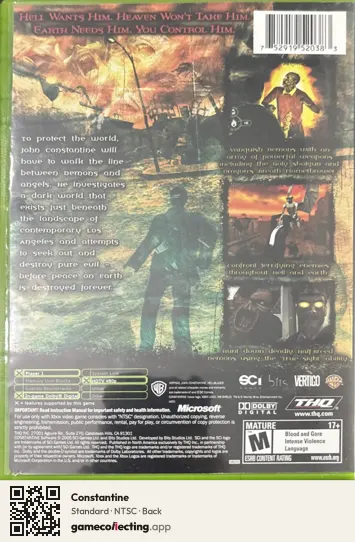 Constantine Xbox, NTSC box back