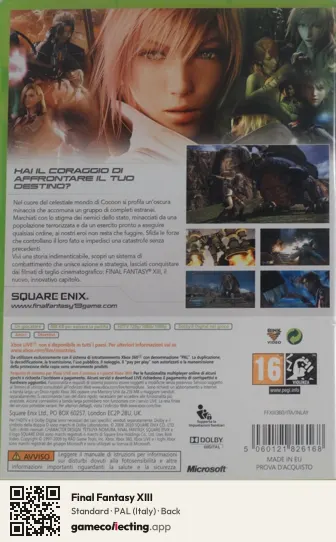 Final Fantasy XIII Xbox 360, Italy box back