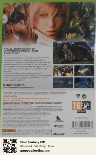 Final Fantasy XIII Xbox 360, Italy box back