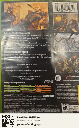 Painkiller: Hell Wars Xbox, NTSC box back