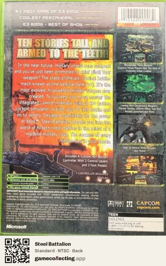 Steel Battalion Xbox, NTSC box back
